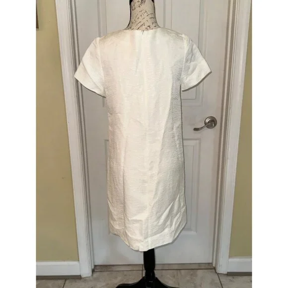 Kate Spade Gail Sheath Dress Cream Linen Blend Embellished Beads Pockets Lined 6 - Picture 13 of 14